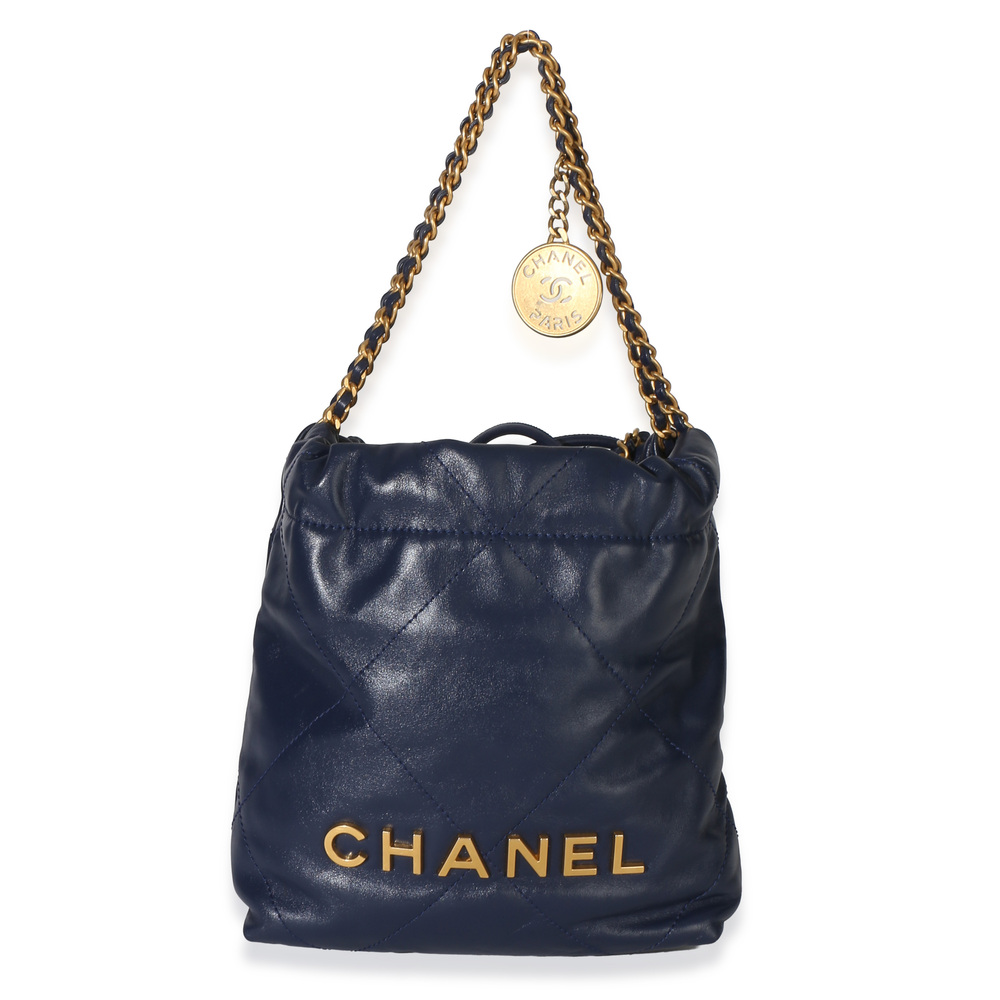 Chanel Navy Quilted Calfskin Chanel 22 Mini Hobo